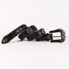 Rhinestone Men's Skull Western Belt Metal Buckle Punk Jeans Pants
