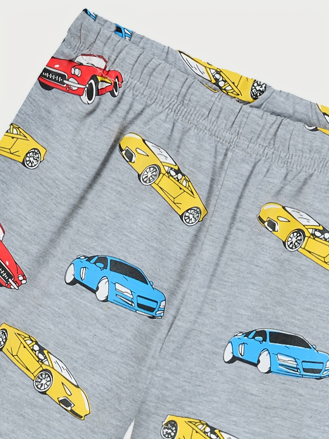 Boys Car Print Pajamas Set Short Sleeves Bottoms