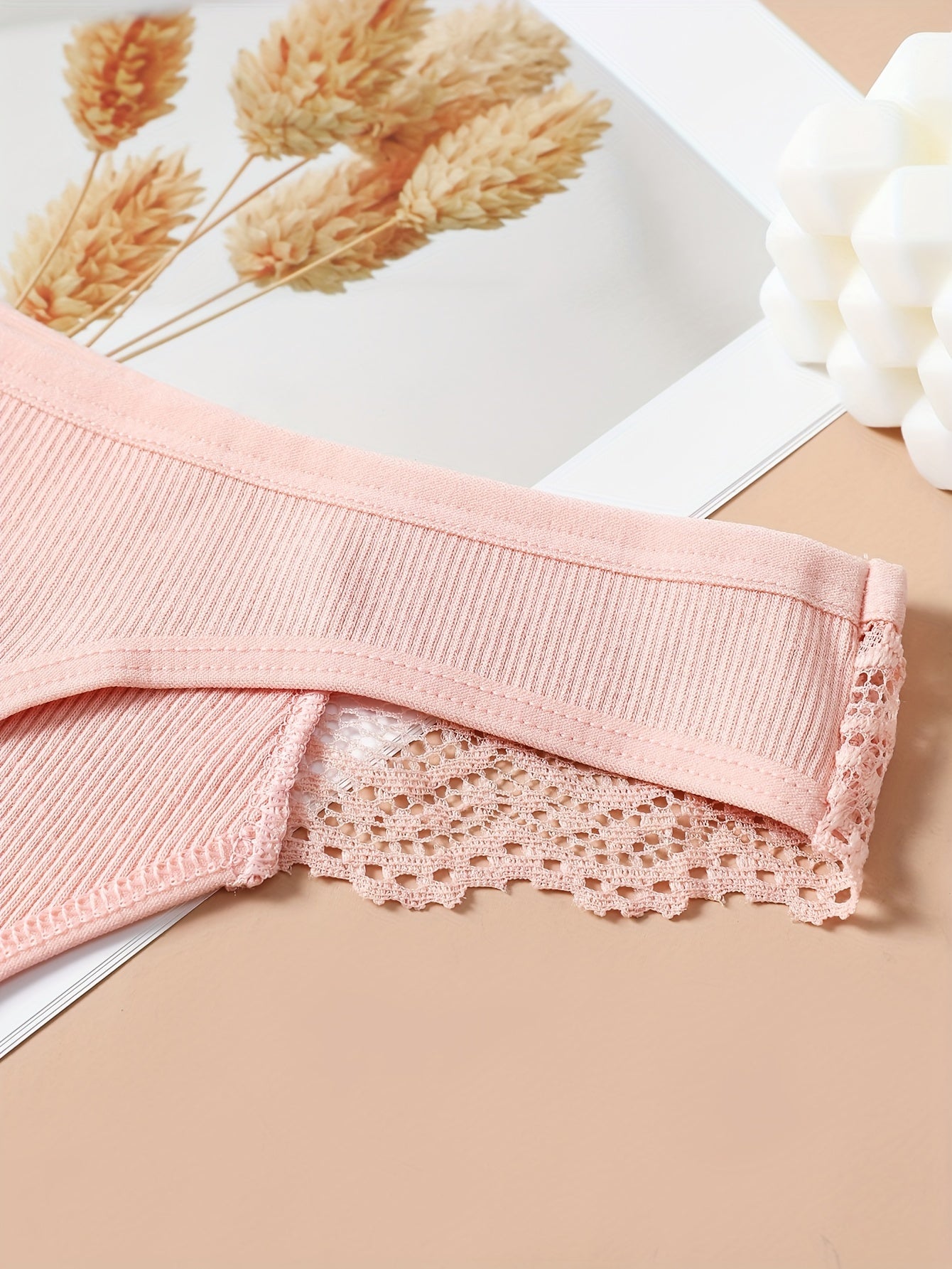 5 Pcs Lace Thongs Soft & Comfy Intimates Panties Women's Lingerie