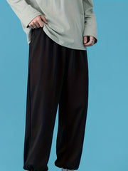 Men's Solid Stretch Sweat Pants with Zipper