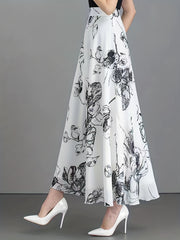 Floral High Waist Swing Skirt for Women