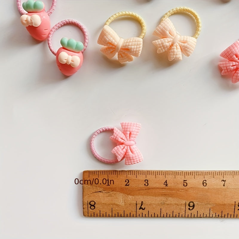 40pcs Cartoon Bow Flower Mini Hair Ties for Girls