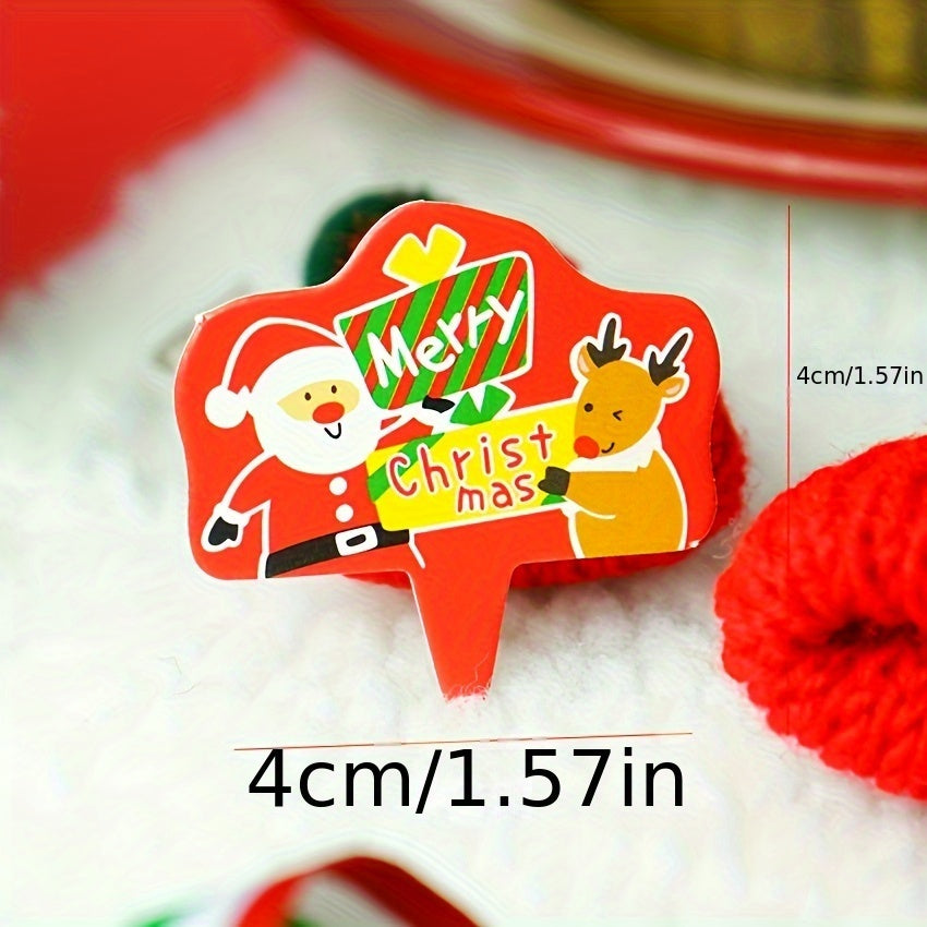 50pcs Christmas Cartoon Santa Claus Elk Cupcake Topper Cake Decoration