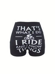 Letter & Graphic Print Skinny Shorts for Women