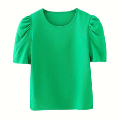 Versatile Puff Short Sleeve T shirt Girls Solid Tees Summer Clothes Party Gift