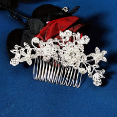 Vintage Pearl Rhinestone Bridal Hair Comb Wedding Dress Insert Comb