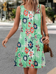 Floral Print Sleeveless Tank Dress for Summer