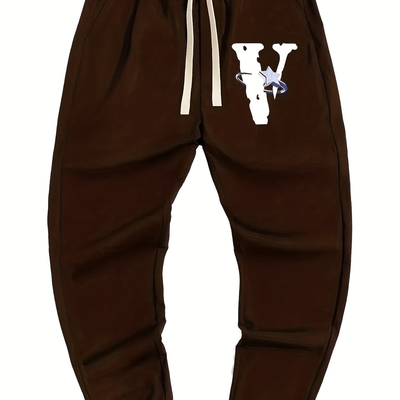 Star V Print Men's Drawstring Sweatpants Casual Comfy Jogger Pants
