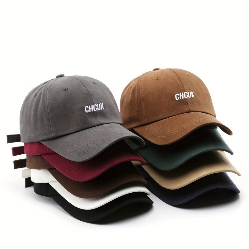 Solid Cotton Baseball Cap CHCUK Embroidered Unisex Couple Sun Hat