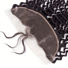 13x4 Brazilian Deep Wave Human Hair Lace Frontal Pre Plucked Natural Closure