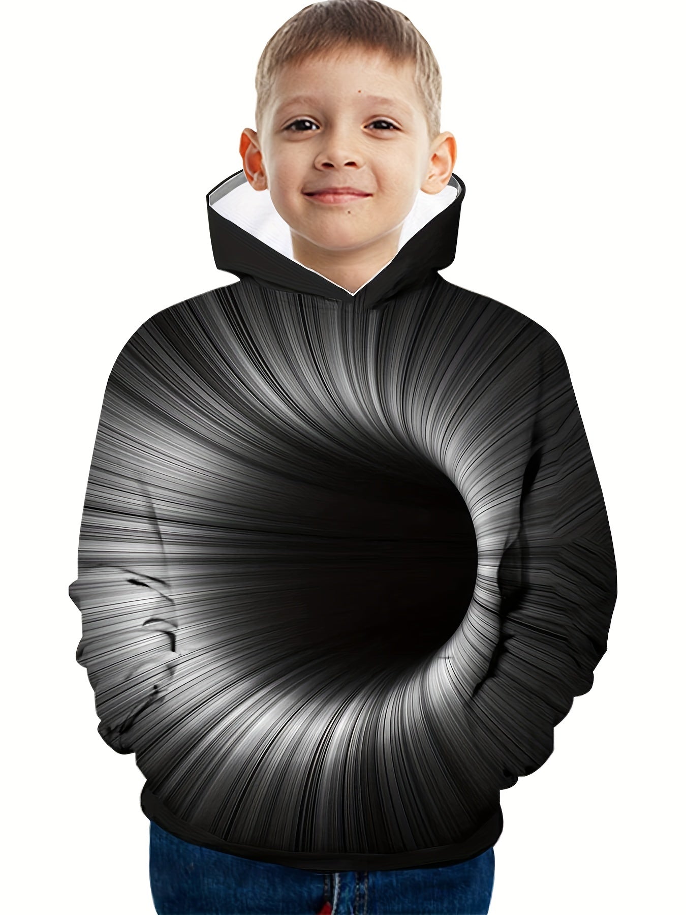 Hole Pattern Kid's Hoodie Long Sleeve Top for Spring Fall