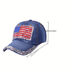 Rhinestone Flag Baseball Cap Patch Unisex Golf Dad Hats Independence Sun Hats