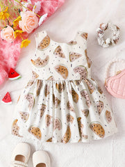 2pcs Watermelon Print Sleeveless Dress & Headband Set for Baby Girls