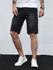 Men's Cargo Denim Shorts Stretch Waist Drawstring Outdoor