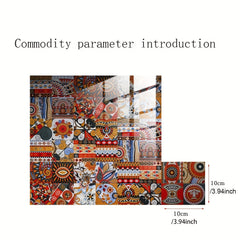 10pcs Moroccan Retro Ceramic Tiles - Self-adhesive Wallpaper