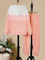 Gradient Stripe Girl's 2pcs Hoodie & Sweatpants Set
