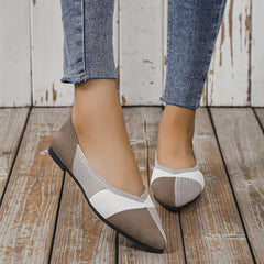Colorblock Knit Flat Shoes Pointed Toe Slip On Flats