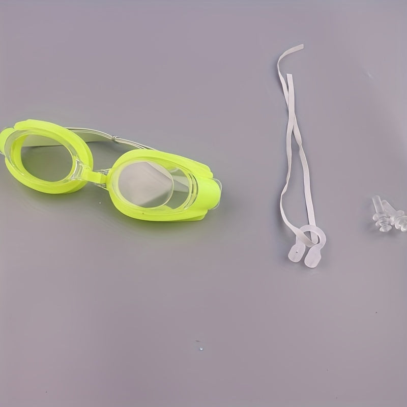Professional Swim Goggles Adjustable Anti-fog Glasses with Earplugs & NoseClip