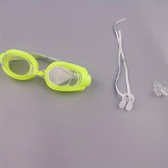 Professional Swim Goggles Adjustable Anti-fog Glasses with Earplugs & NoseClip