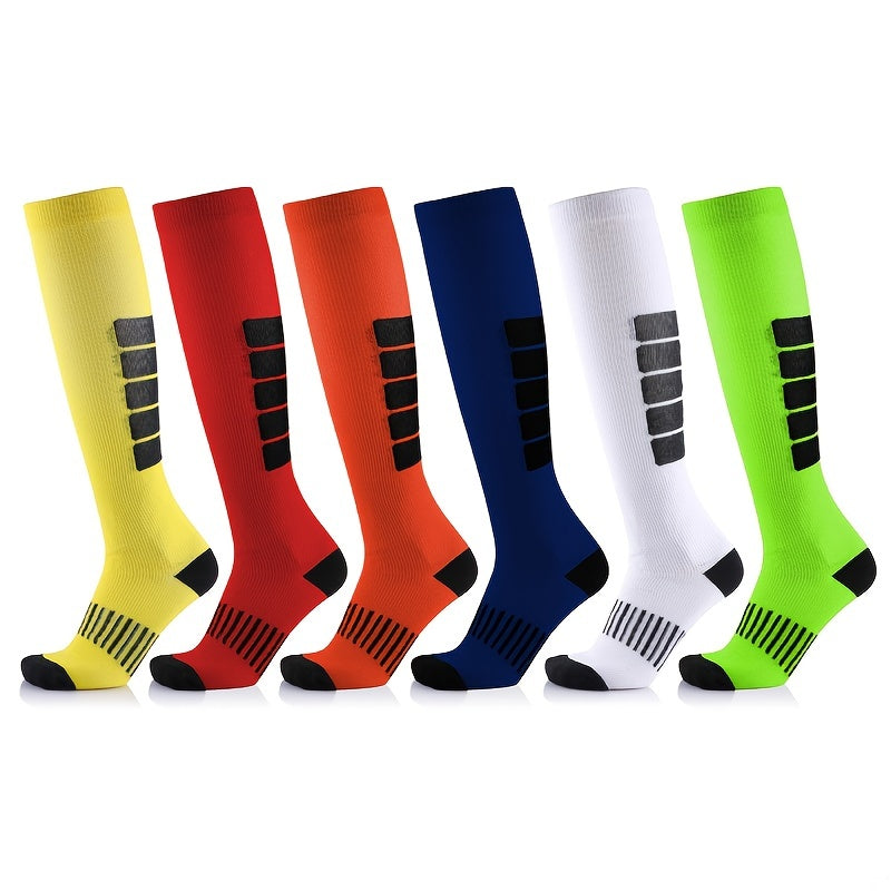 Men's Long Compression Striped Socks for Outdoor Sports
