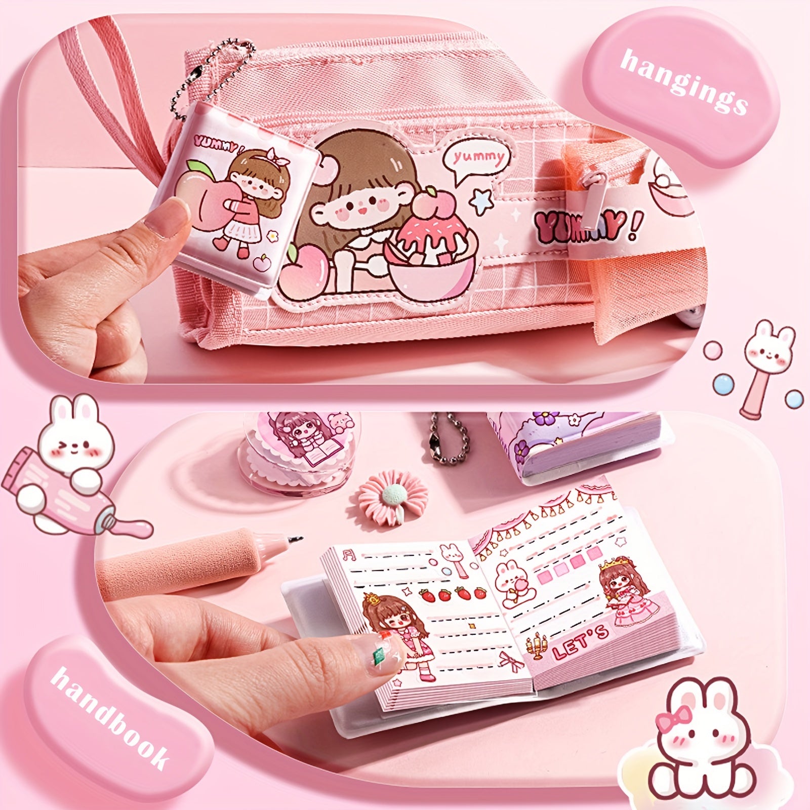 2pcs Mini Pendant Hand Account Book Blank Pages 40 Stickers