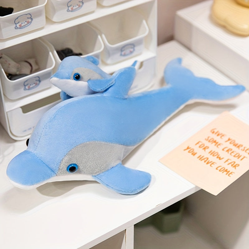 2 Pack Mother and Baby Dolphin Plush Toy Set - Parent Child Gift