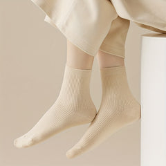 7 Pairs Ribbed Socks Breathable Women's Stockings