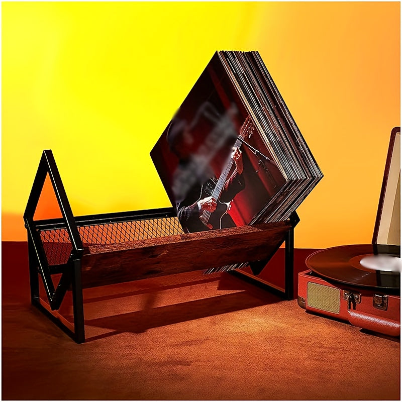Wood and Iron Vinyl Record Holder