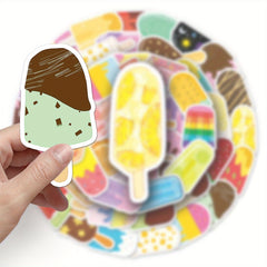 50pcs Colorful Popsicle Ice Cream Stickers for Laptops Water Bottles Skateboards