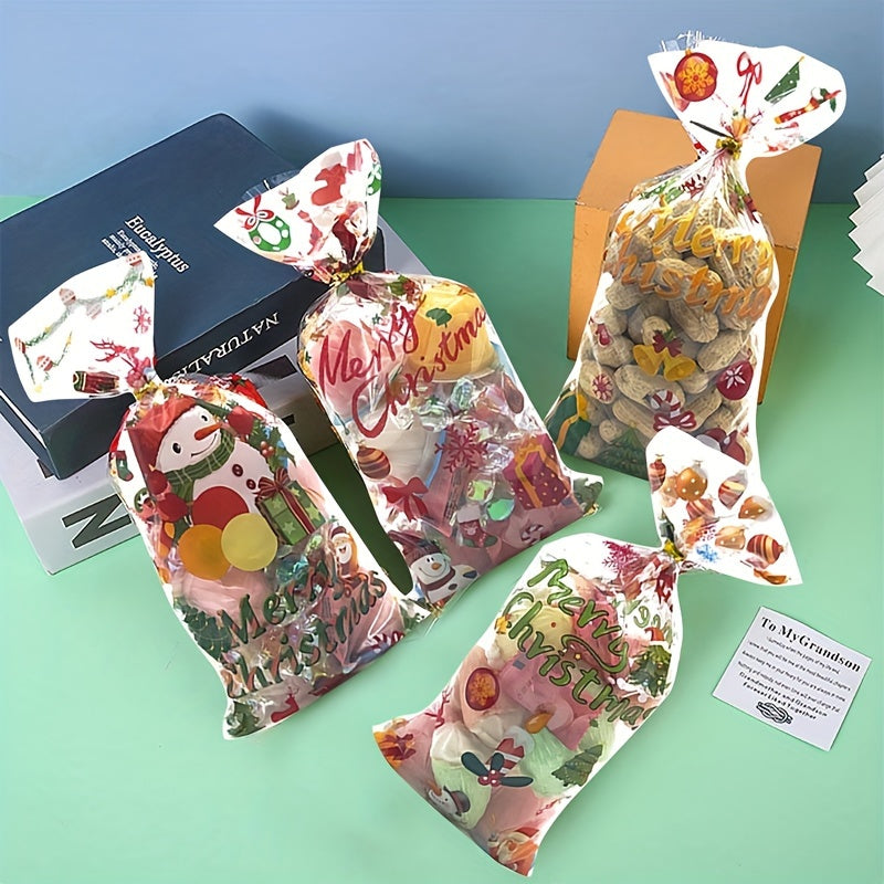 100 Christmas Cartoon Candy Packaging Bags Santa Claus Gift Bags