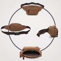 Waterproof Canvas Waist Bag Men's Casual Outdoor Storage Bag
