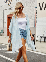 Tassel Decor Cover Up Shirt V Neck Soft Beachwear Cardigan Women's Swimwear