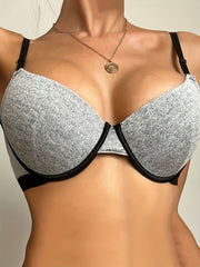 Contrast Trim Push Up Bra Comfy Underwire Lingerie