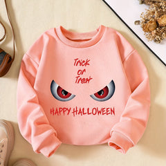 Girls' Cartoon Eyeballs Crew Neck Sweatshirt for Halloween Party