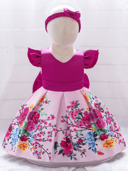 2pcs Baby Girls Floral Graphic Print Princess Dress Set
