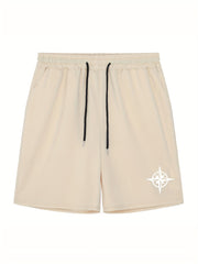 Men's Star Print Workout Shorts Active Stretch Breathable Drawstring