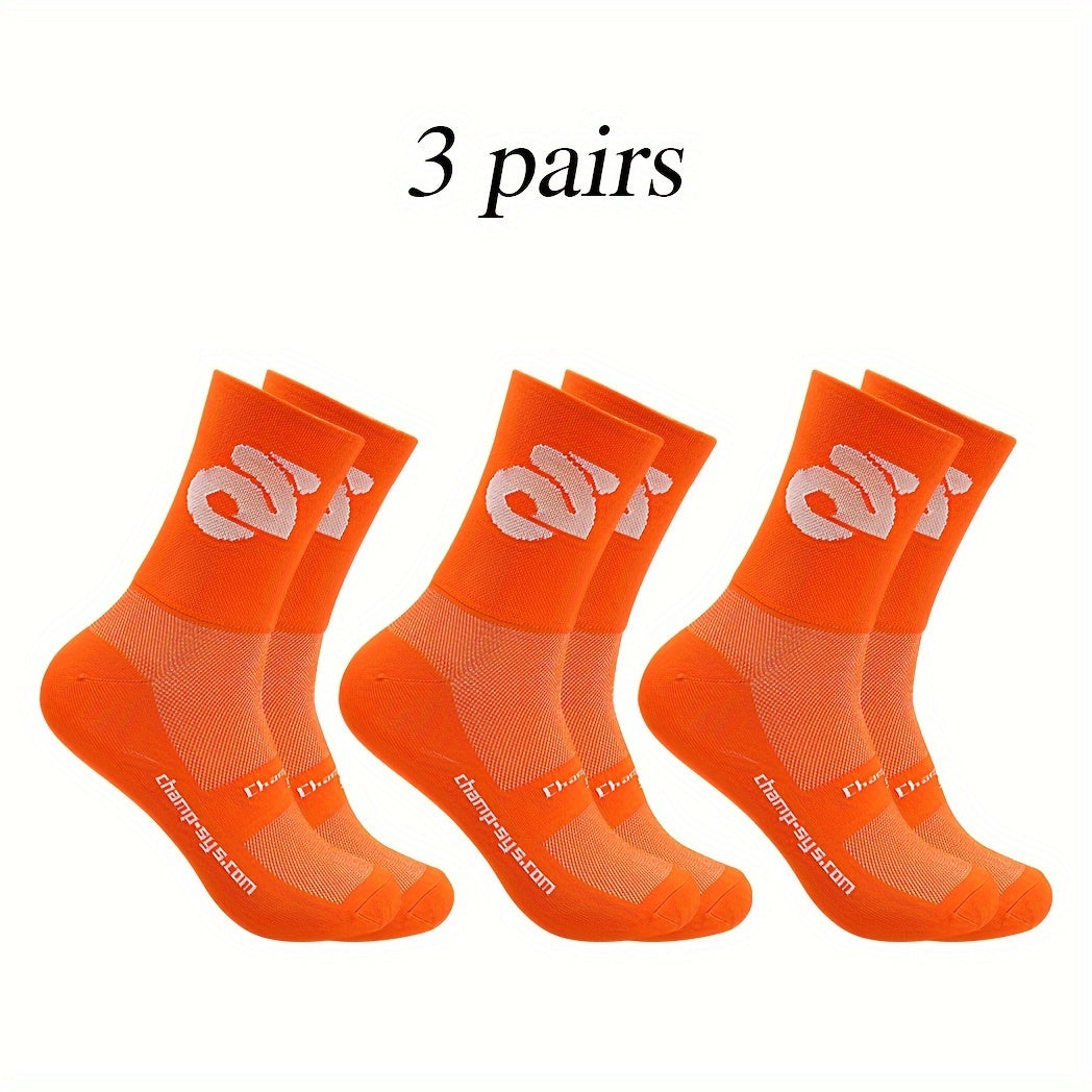 Men's 3-Pack Mid Crew Sport Socks Nylon Blend Breathable for Training