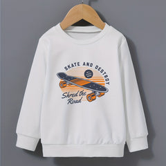 Cartoon Skateboard Letter Print Kid's Sweatshirt Long Sleeve Top
