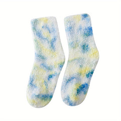 Tie Dye Print Fuzzy Socks Women's Stockings