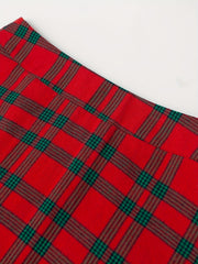 Plaid Pattern Zipper Back Casual Bodycon Skirt