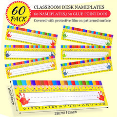 60pcs Classroom Desk Name Stickers with 120Point Glues