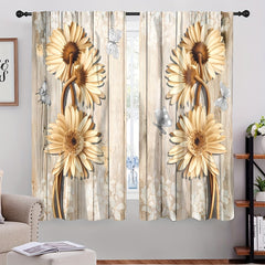 Butterfly Sunflower Curtains Rod Pocket Window Drapes