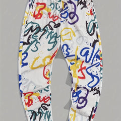 Graffiti Drawstring Sweatpants Men's Casual Loose Fit Joggers