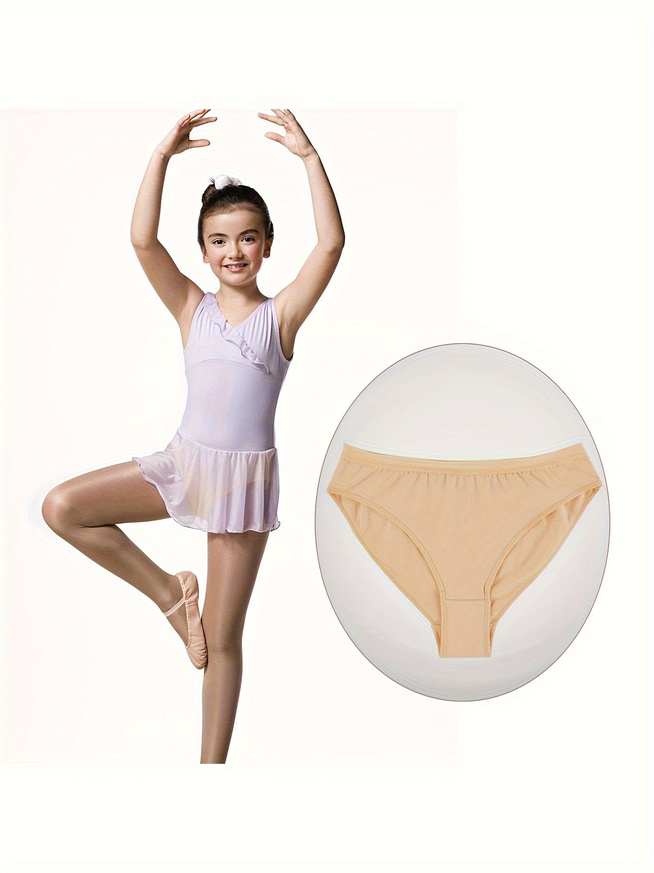 3Pcs Girls Nude Dance Briefs Set For Gymnastic Ballets Dance