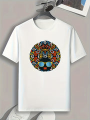 Men's Pattern Print Sports T-shirt for Fitness Activities