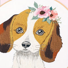 Embroidery Starter Kit Dogs Pattern DIY Cross Stitch for Adults with Hoops