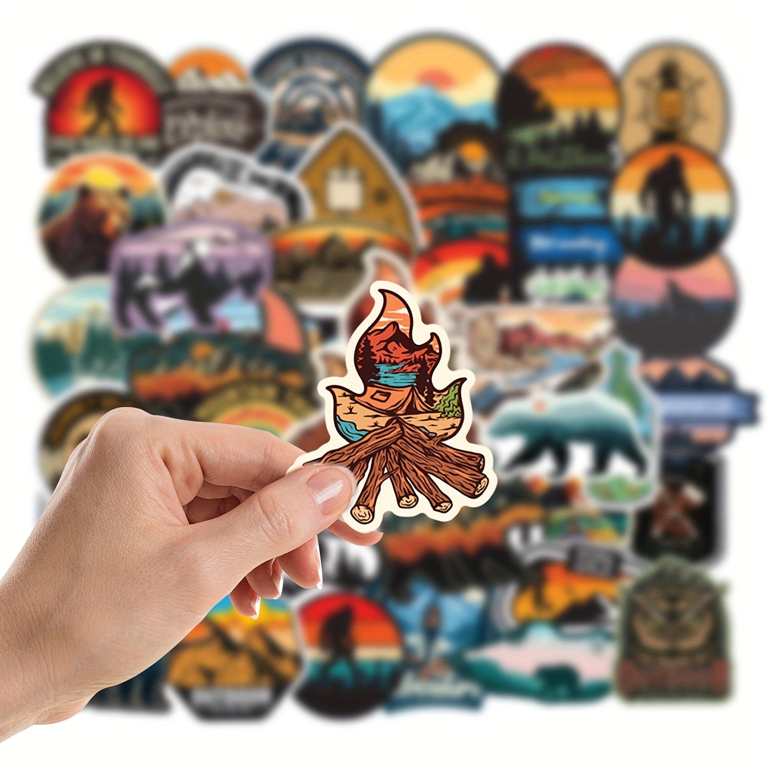 50pcs Waterproof Camping Stickers for Car Laptop Phone