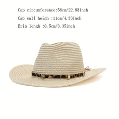 Classic Western Sun Hat Vintage Straw Jazz Hats for Women