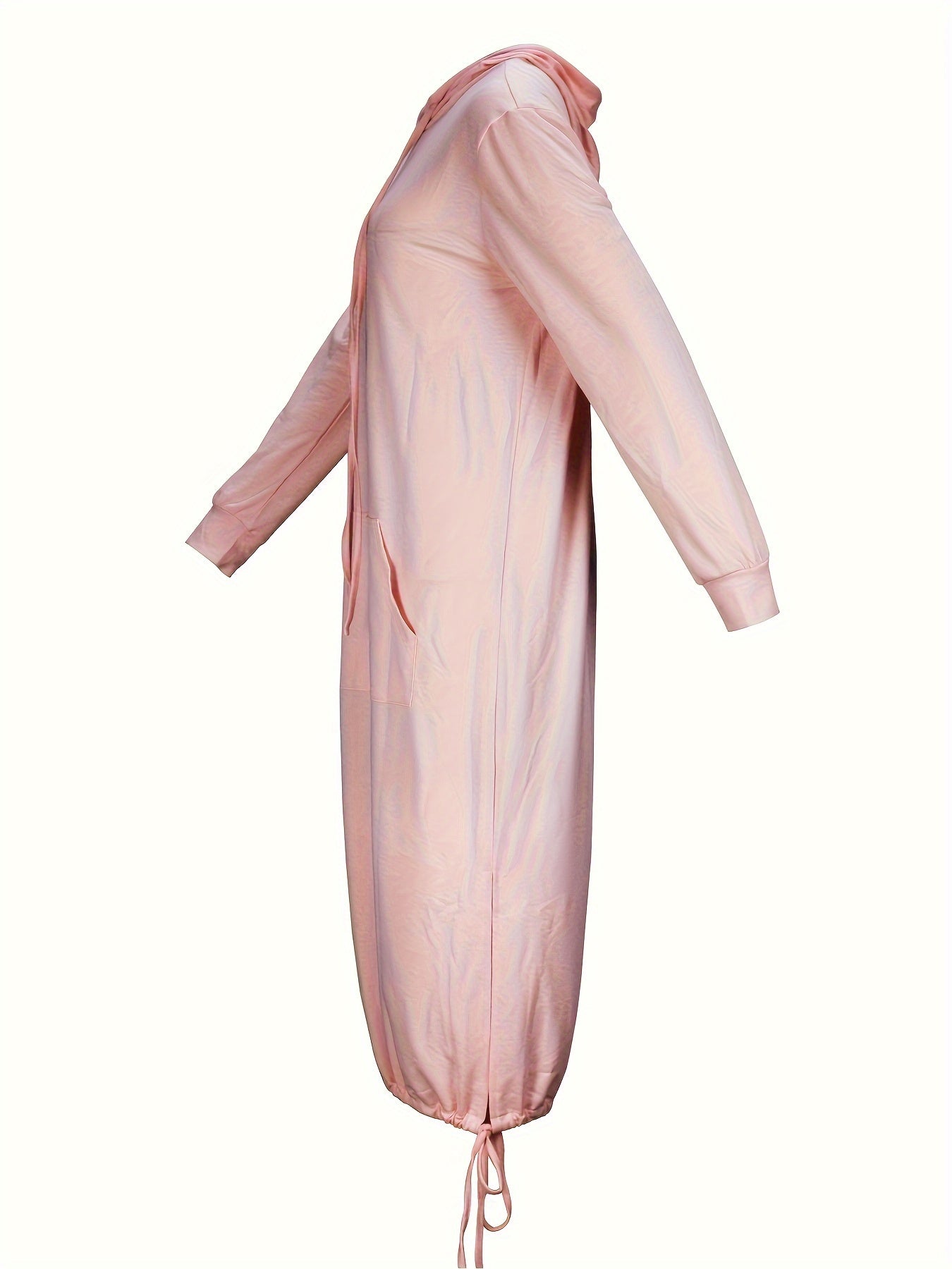 Long Sleeve Hooded Sweatshirt Dress With Pockets
