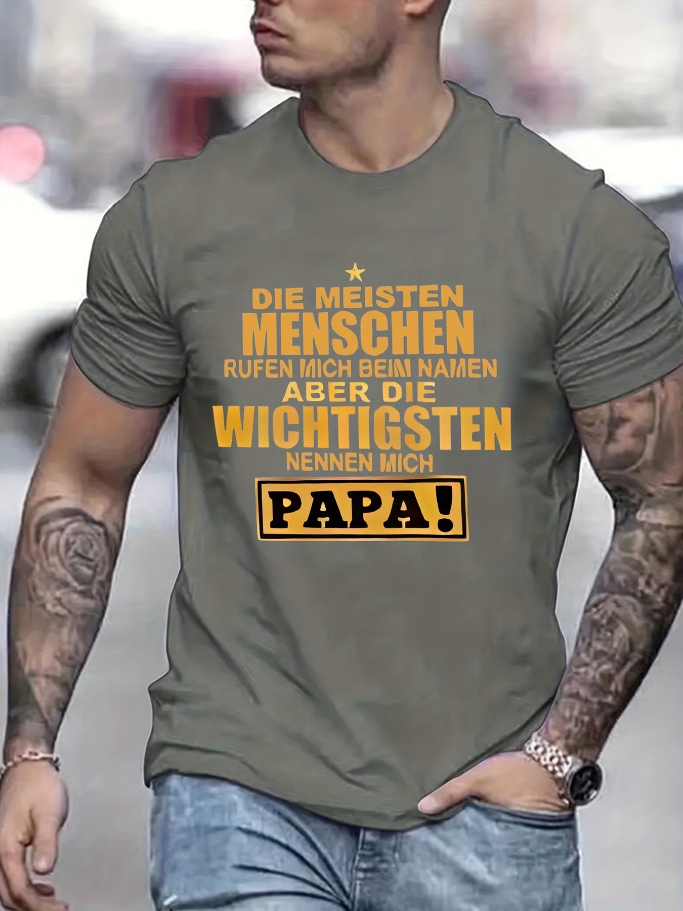 Men's Papa Print T shirt Casual Breathable Tee Men's Clothing